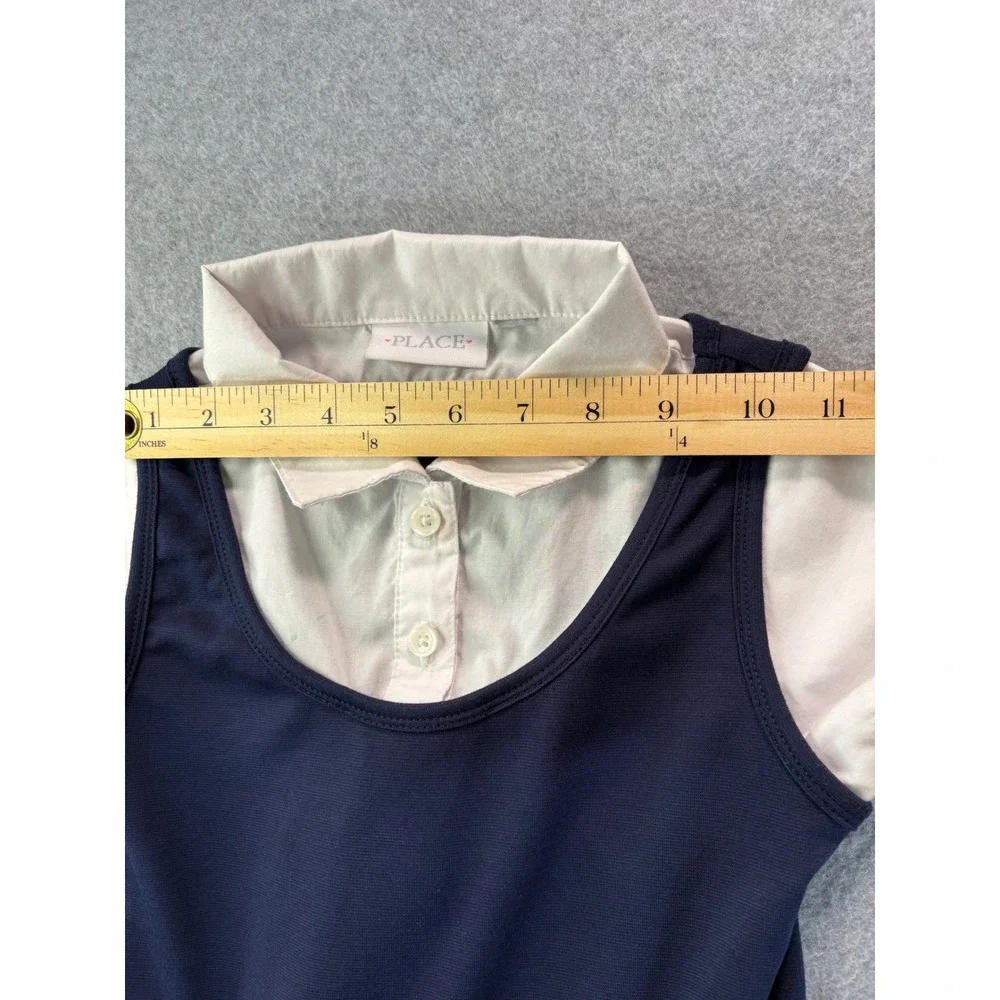 Childrens Place Girls Navy Blue School Uniform Jumper Dress White Collar 2101083